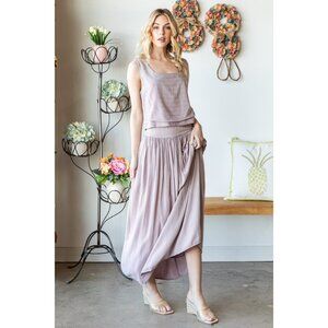 Oli & Hali Washed Square Neck Crop Tank And Skirt Set NEW Size Large